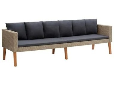 vidaXL 3-osobowa sofa ogrodowa z poduszkami, rattan PE, beż-1