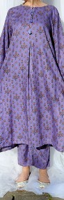 Komplet tunika i spodnie M 38 fioletowy w kwiaty floral kameez kurta modest-3