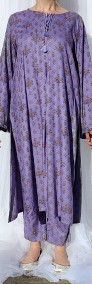 Komplet tunika i spodnie M 38 fioletowy w kwiaty floral kameez kurta modest-4