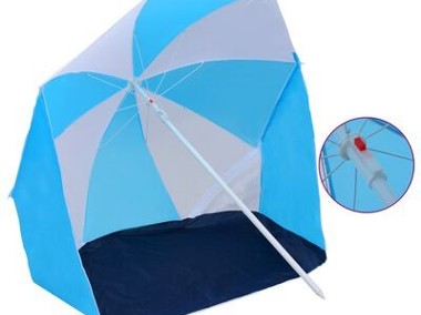 vidaXL Parasol plażowy, niebiesko-biały, 180 cm, tkanina-1