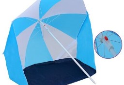 vidaXL Parasol plażowy, niebiesko-biały, 180 cm, tkanina