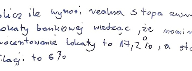 "Oblicz realną stopę zwrotu z lokaty" - Zestaw 1 rozwiązań. poziom - Studia -1