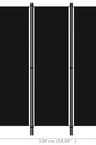 vidaXL Parawan 3-panelowy, czarny, 150 x 180 cm-3