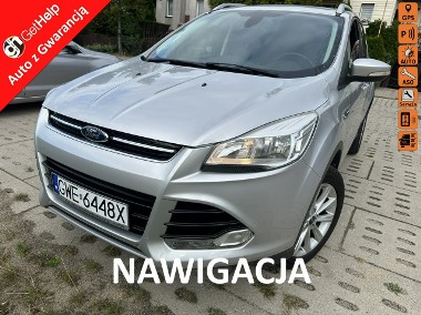 Ford Kuga II Titanium, mocny Diesel, parktronk, nawigacja,hak, hands free,pół skó-1