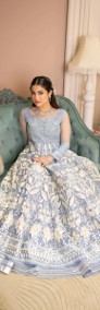Niebieska suknia balowa S 36 kwiaty floral księżniczka królowa zima orient-3
