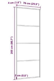 vidaXL Drzwi przesuwne, matowe szkło ESG, aluminium, 76x205 cm, czarne-3