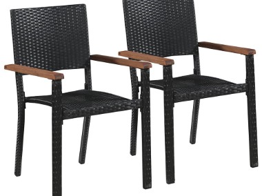 vidaXL Krzesła ogrodowe, 2 szt., polirattan, czarne 43937-1