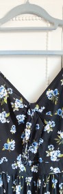 Sukienka Hollister S 36 na lato kwiaty floral czarna wiskoza mini krótka dekolt-4