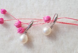 Srebrne kolczyki z biała perłą perła srebro 925 eleganckie klasyczne
