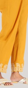 Nowe spodnie indyjskie M 38 salwar szarawary bawełniane żółte musztardowe haft-3