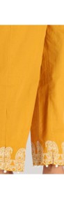 Nowe spodnie indyjskie M 38 salwar szarawary bawełniane żółte musztardowe haft-4