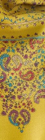Duży szal orientalny indyjski haftowany haft żółty musztardowy paisley floral-3