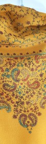 Duży szal orientalny indyjski haftowany haft żółty musztardowy paisley floral-4