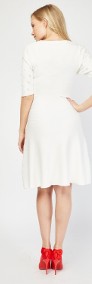 Nowa sukienka biała M L 38 40 midi rozkloszowana perły perełki sweterkowa-3