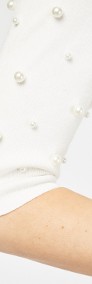 Nowa sukienka biała M L 38 40 midi rozkloszowana perły perełki sweterkowa-4