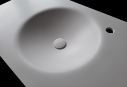 Umywalka łazienkowa okrągła wyginana z blatu kompozytowego, na wymiar