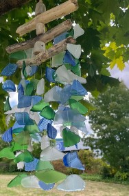 Szklany Dzwonek Wietrzny – Green / White / Blue-3