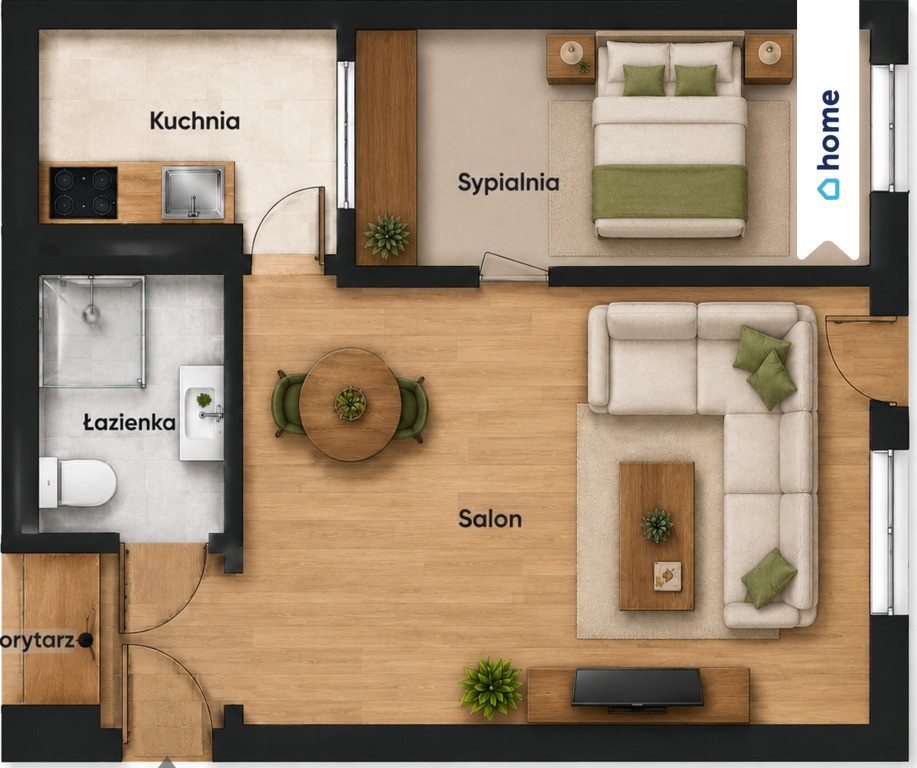 2 pokoje | 37,4 m² | balkon | ul. Kosynierów - Więcej