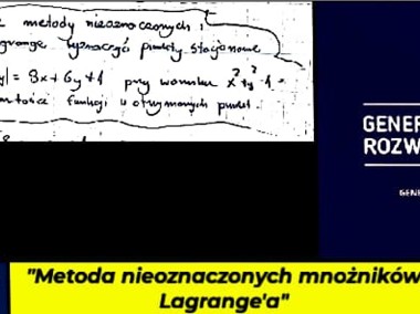 "Metoda nieoznaczonych mnożników Lagrange'a" - Rozwiązanie zadania. -1