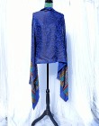 Duży szal niebieski granatowy kolorowy etno boho hippie orient stole shawl