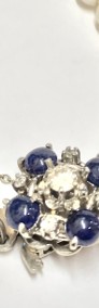 NASZYJNIK z białych pereł PERŁY Lapis Lazuli DIAMENTY 0.15ct BIAŁE złoto 50-4