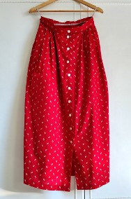 Czerwona spódnica folk midi łączka etno cottagecore cottage M 38-2