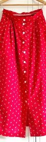 Czerwona spódnica folk midi łączka etno cottagecore cottage M 38-3
