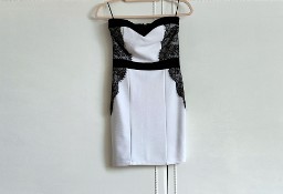 Sukienka tuba Tally Weijl 36 S biała czarna koronka mini elegancka