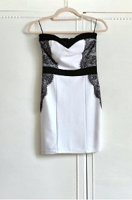 Sukienka tuba Tally Weijl 36 S biała czarna koronka mini elegancka-2