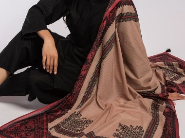 Duża chusta szal dupatta beż wzór geo bawełna orient hidżab hijab turban pareo-1