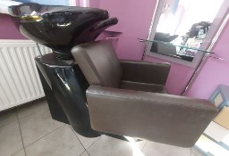 myjnia fryzjerska umywalka czarna fotel skóra ekologiczna