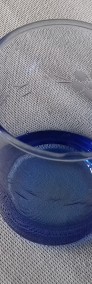 Szklanki z niebieskiego szkła ze szlifem, Vintage, do sprzedania-3