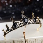 Nowa korona diadem tiara złoty kolor czarne kamienie królowa księżniczka bal