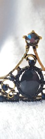 Nowa korona diadem tiara złoty kolor czarne kamienie królowa księżniczka bal-3