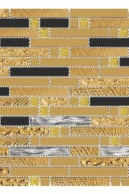 vidaXL Płytki mozaikowe, 11 szt., czarno-złote, 30x30 cm, szkłoSKU:327317*-3
