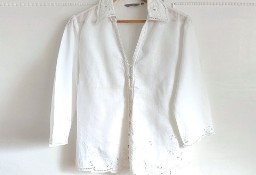Lniana koszula Per Una M&S L 40 biała folk retro boho cottagecore cottage len