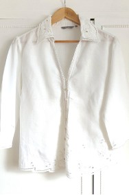 Lniana koszula Per Una M&S L 40 biała folk retro boho cottagecore cottage len-2