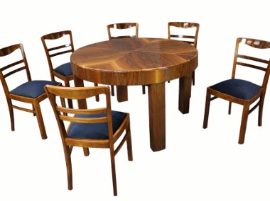 Stół i 6 krzeseł Art - Deco / po renowacji / antyki / orzech-1