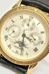 TOURNEAU Moonphase Triple Calendar FAZY KSIĘŻYCA Zegarek męski POZŁACANY-2