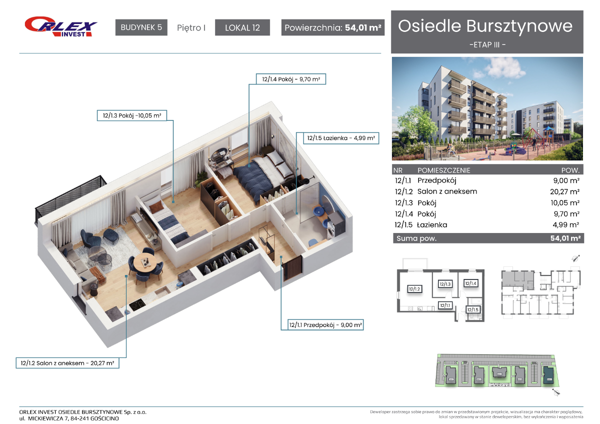 Mieszkanie na sprzedaż, 54 m², 3 pokoje Rumia - Widok 2