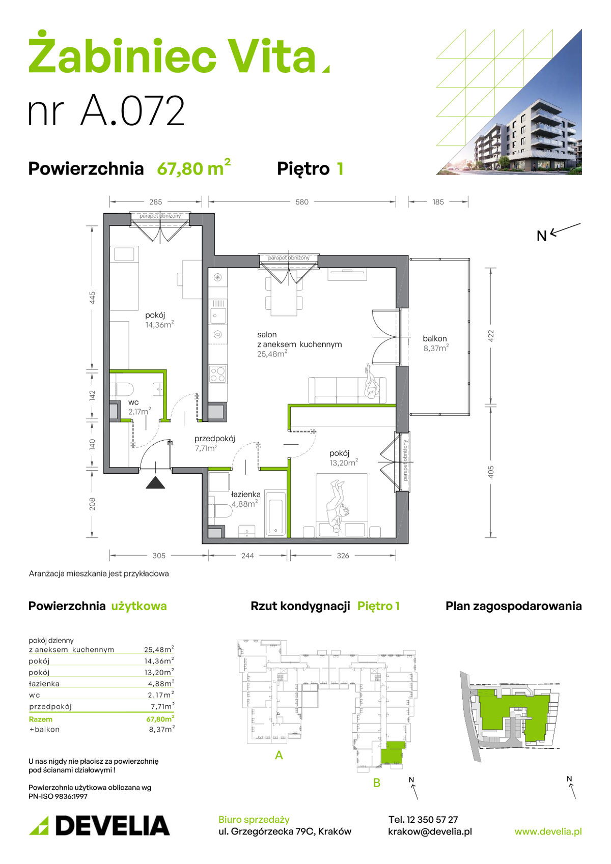 Mieszkanie na sprzedaż, 67 m², 3 pokoje Kraków Prądnik Biały - Więcej