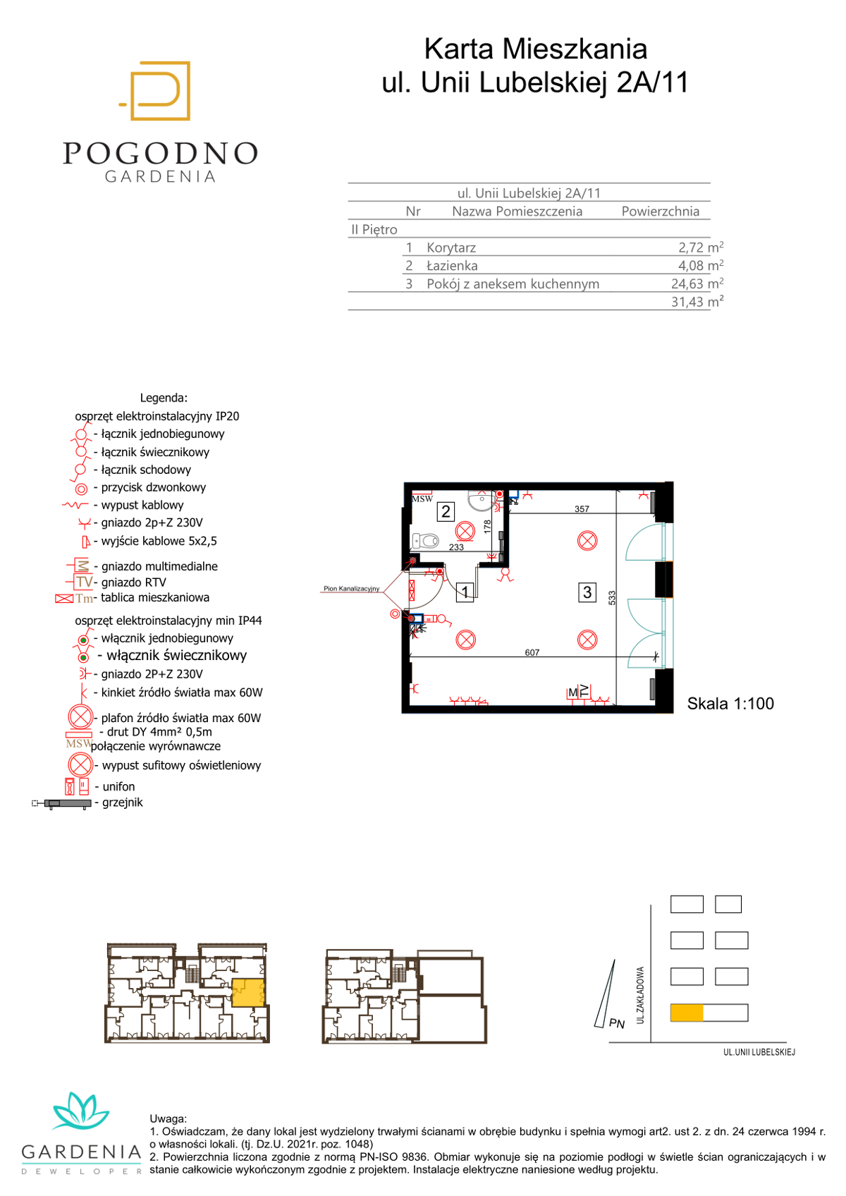 Mieszkanie na sprzedaż, 31 m², 1 pokój Szczecin Pogodno, Szczecin