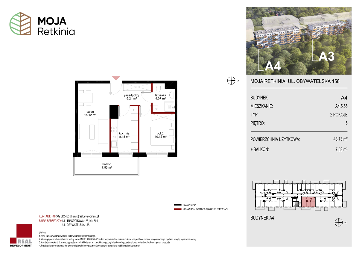 Mieszkanie na sprzedaż, 43 m², 2 pokoje Łódź Polesie - Widok 5