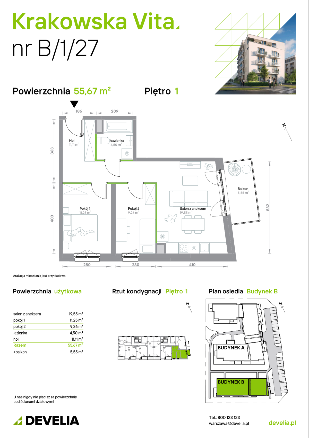 Mieszkanie na sprzedaż, 55 m², 3 pokoje Warszawa Włochy - Widok 6
