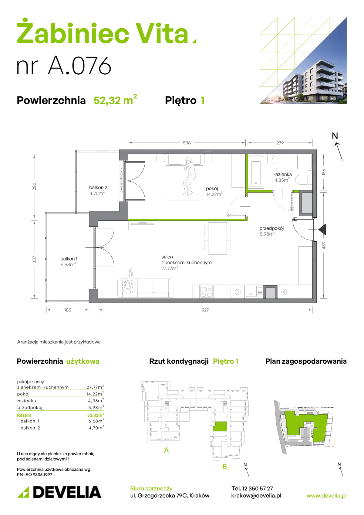 Mieszkanie na sprzedaż, 52 m², 2 pokoje Kraków Prądnik Biały - Mehr