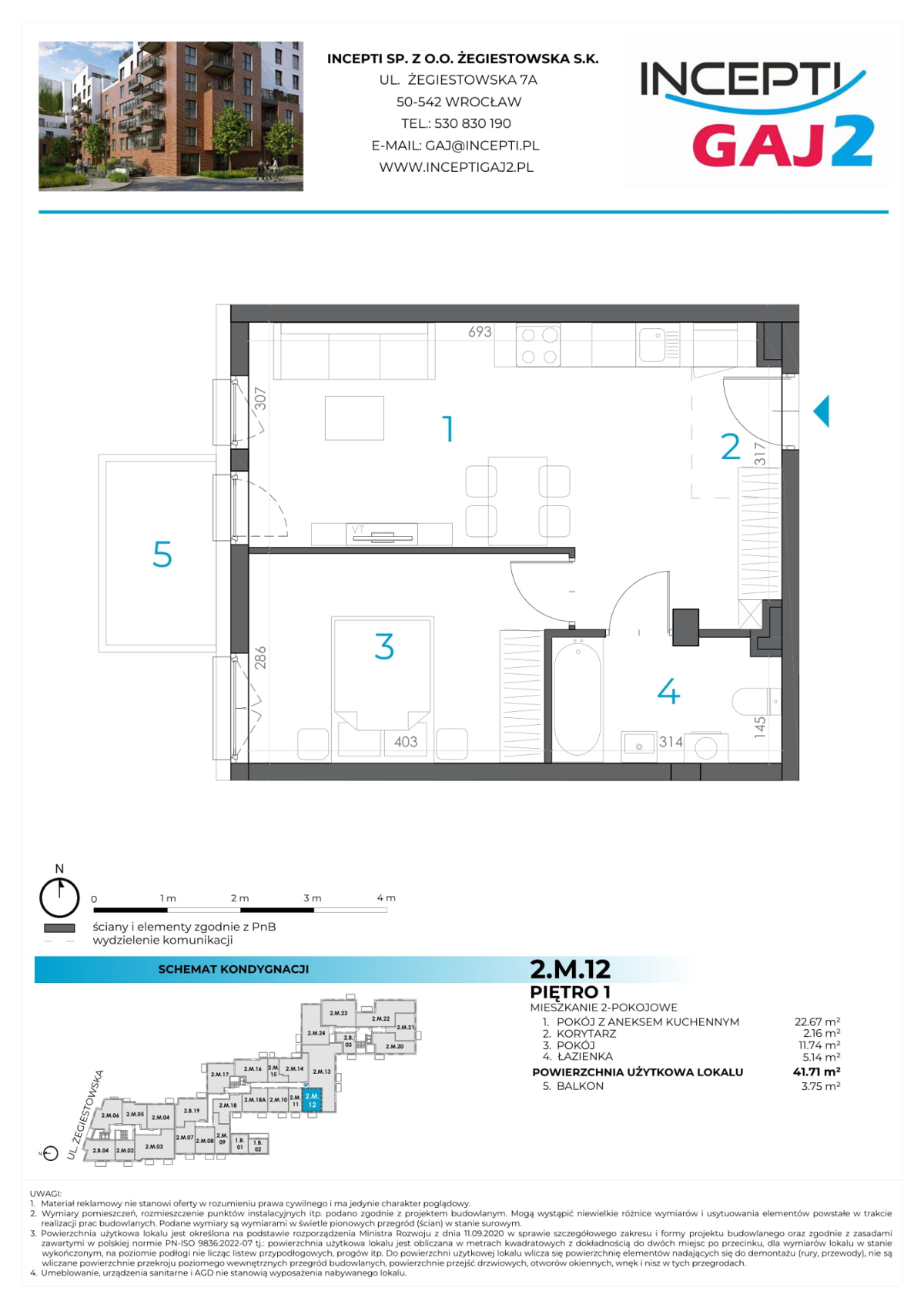2.M.12 | 41,71 m² | 2 pokoje z balkonem | Krzyki- Gaj | TOP - Widok 6