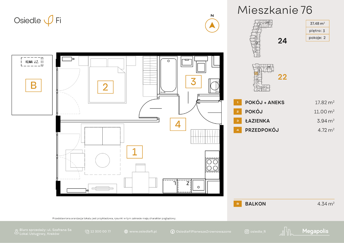 Mieszkanie na sprzedaż, 37 m², 2 pokoje Kraków Podgórze Podgórze Stare - Widok 6
