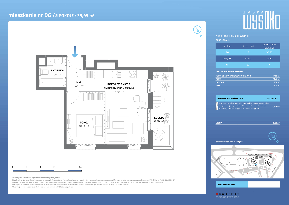 Mieszkanie na sprzedaż, 35 m², 2 pokoje Gdańsk Zaspa - Widok 5