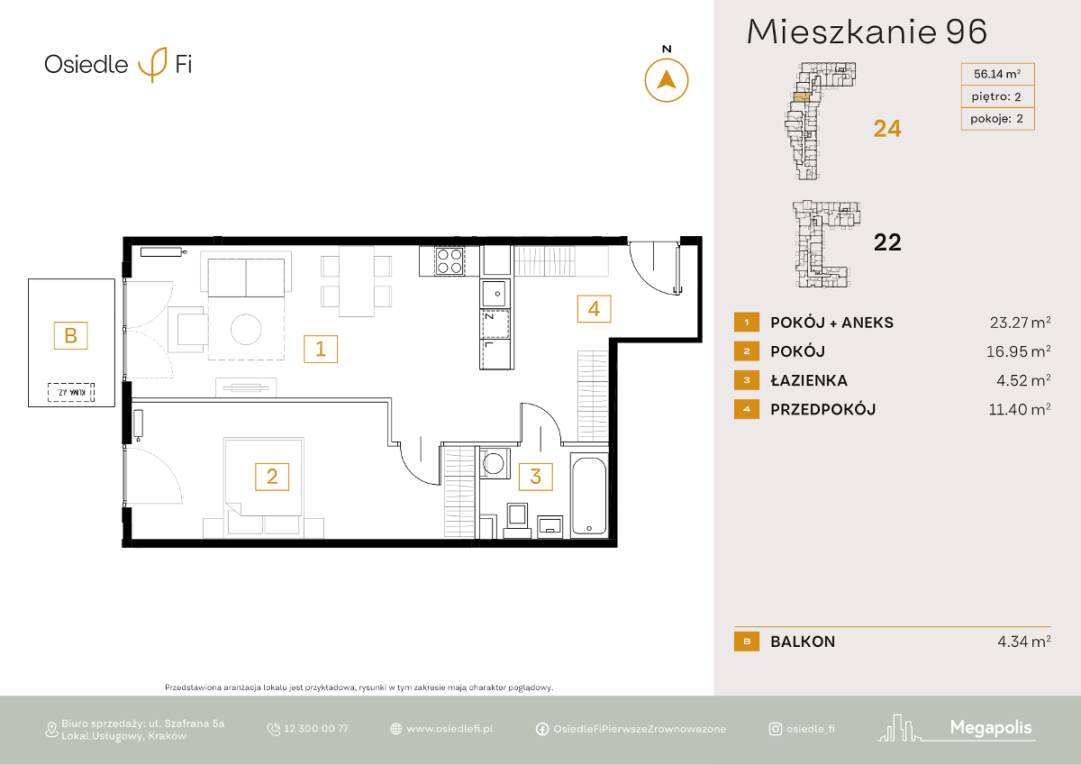 Mieszkanie na sprzedaż, 56 m², 2 pokoje Kraków Podgórze Podgórze Stare - Widok 6