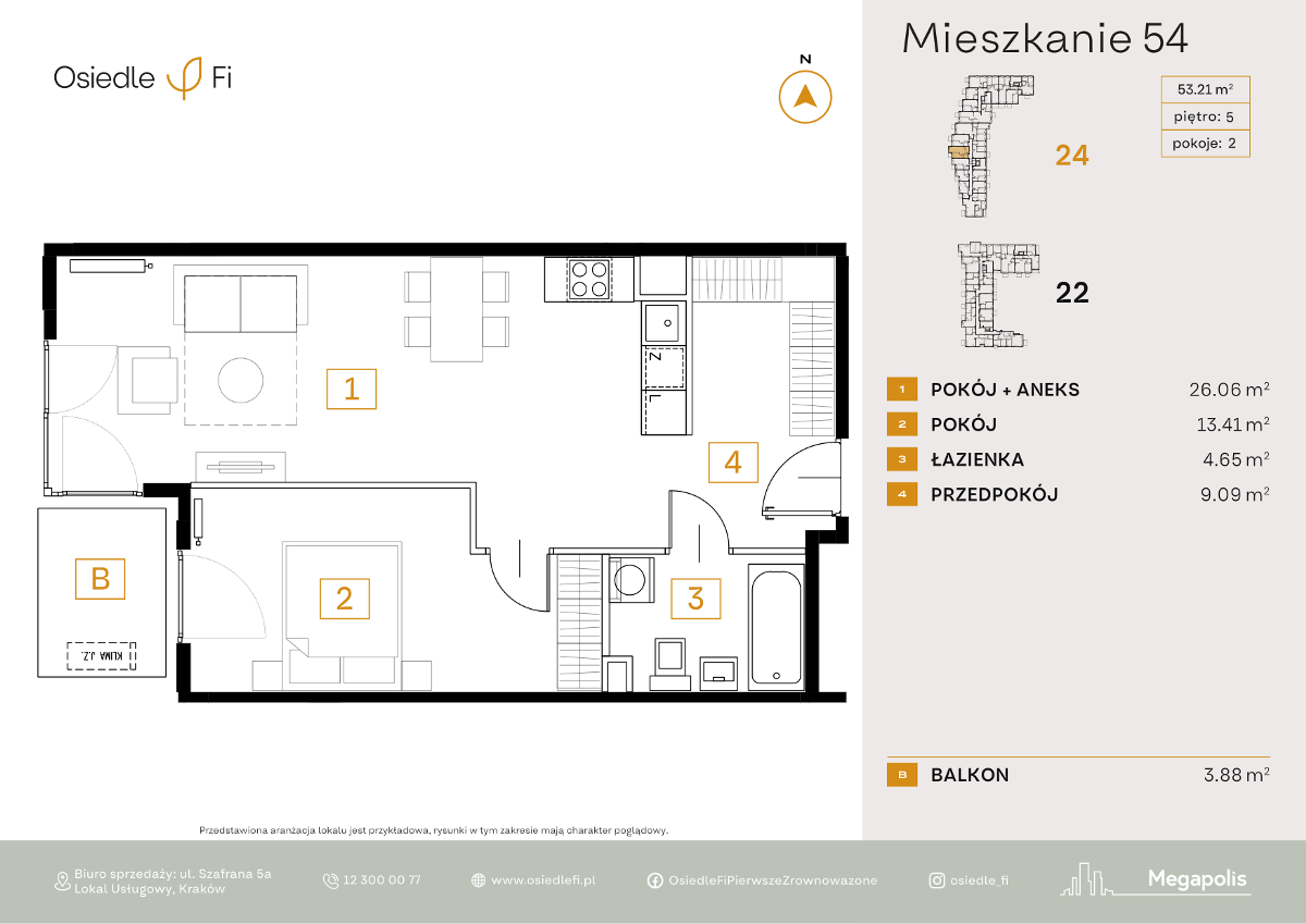 Mieszkanie na sprzedaż, 53 m², 2 pokoje Kraków Podgórze Podgórze Stare - Widok 6